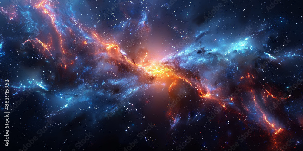 Naklejka premium 宇宙に輝く星々と光の背景