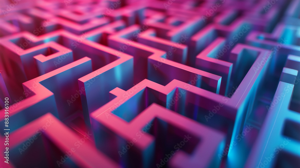 A maze with a blue and pink color scheme A maze with a blue and pink color scheme