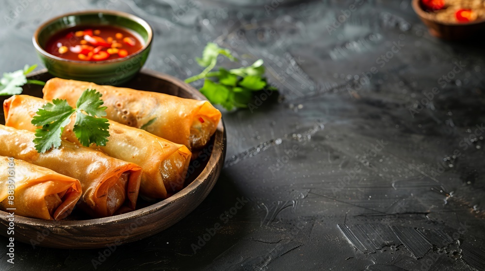 indonesian food lumpia with copy space indonesian food lumpia with copy space