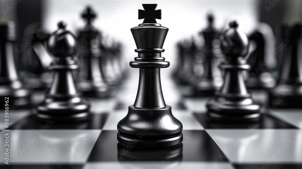 Closeup of an army of chess pieces on a table in black and white tone. Ready for battle on the board of intellectual game ideas, business strategies and leisure activities. Closeup of an army of chess pieces on a table in black and white tone. Ready for battle on the board of intellectual game ideas, business strategies and leisure activities.