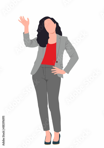 successful business woman, concept of leader, female boss, Leadership, courage, power. Beautiful businesswoman on isolated white background. 