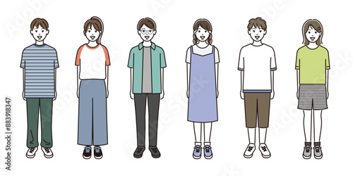 カジュアルな服装の中学生の男女