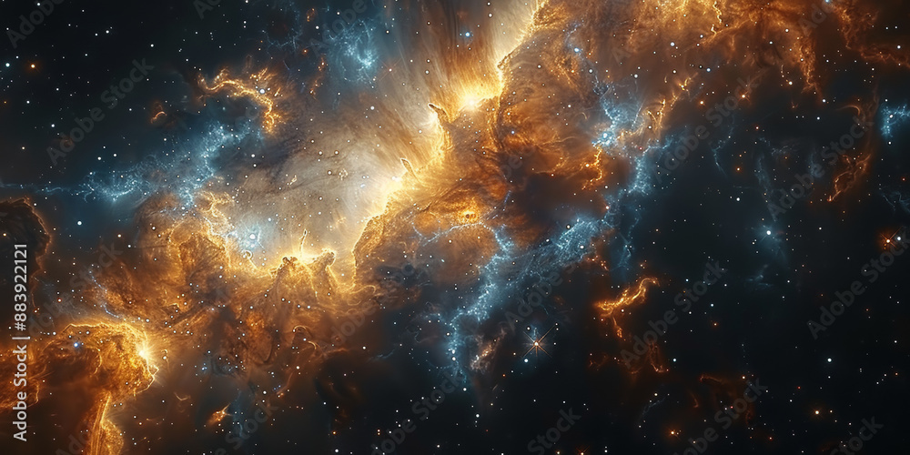 Fototapeta premium 宇宙に輝く星々と光の背景