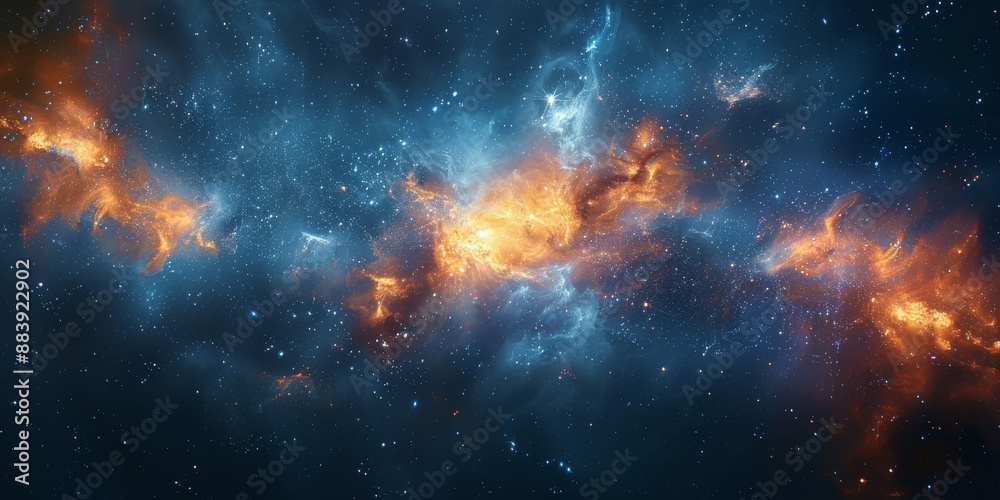 Obraz premium 宇宙に輝く星々と光の背景