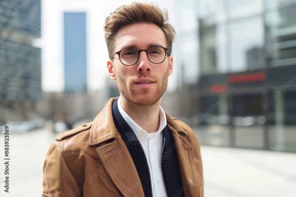portrait of a 30 years old man in a business district portrait of a 30 years old man in a business district