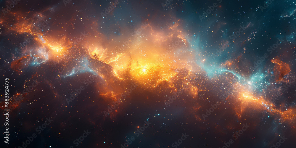 Fototapeta premium 宇宙に輝く星々と光の背景