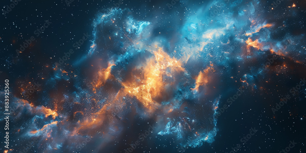 Fototapeta premium 宇宙に輝く星々と光の背景