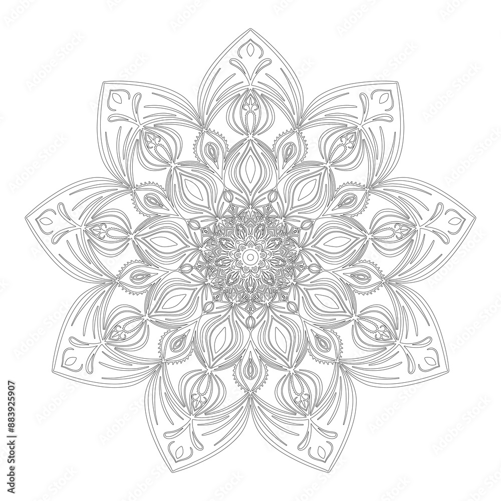 Mandala Line Art Design Vector isolated on white background, Design for a wallpaper Paint, illustration Vector EPS 10 Mandala Line Art Design Vector isolated on white background, Design for a wallpaper Paint, illustration Vector EPS 10
