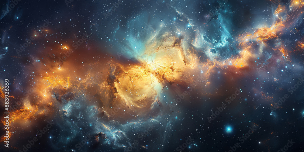 Fototapeta premium 宇宙に輝く星々と光の背景