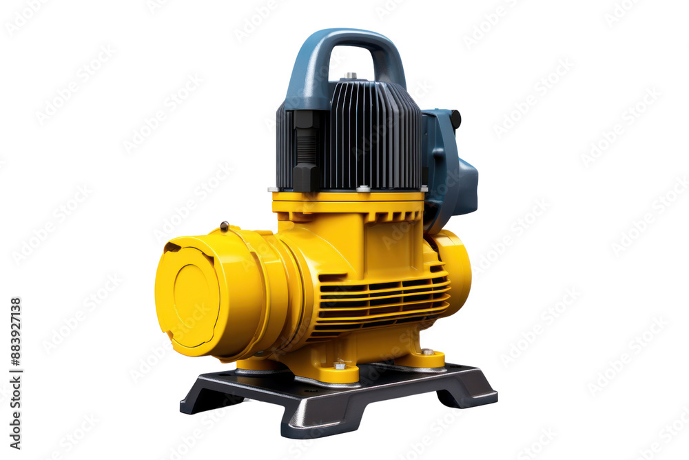 A high-quality photorealistic image of a submersible water pump, isolated on a white background. A high-quality photorealistic image of a submersible water pump, isolated on a white background.