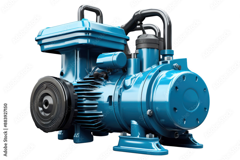 A high-quality photorealistic image of a submersible water pump, isolated on a white background. A high-quality photorealistic image of a submersible water pump, isolated on a white background.
