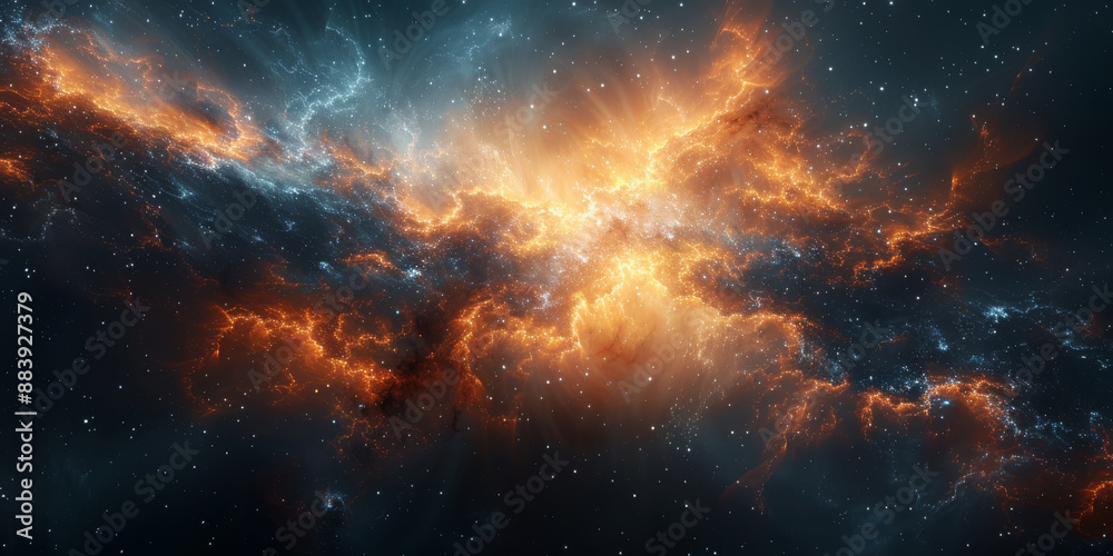 Fototapeta premium 宇宙に輝く星々と光の背景