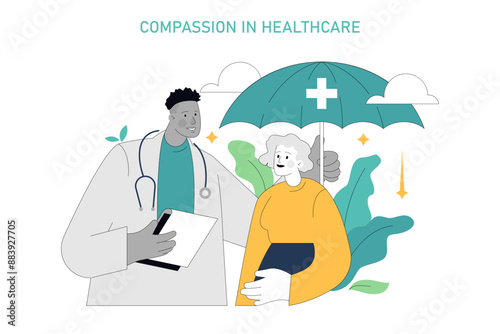 Compassion Focused Therapy. Flat Vector Illustration