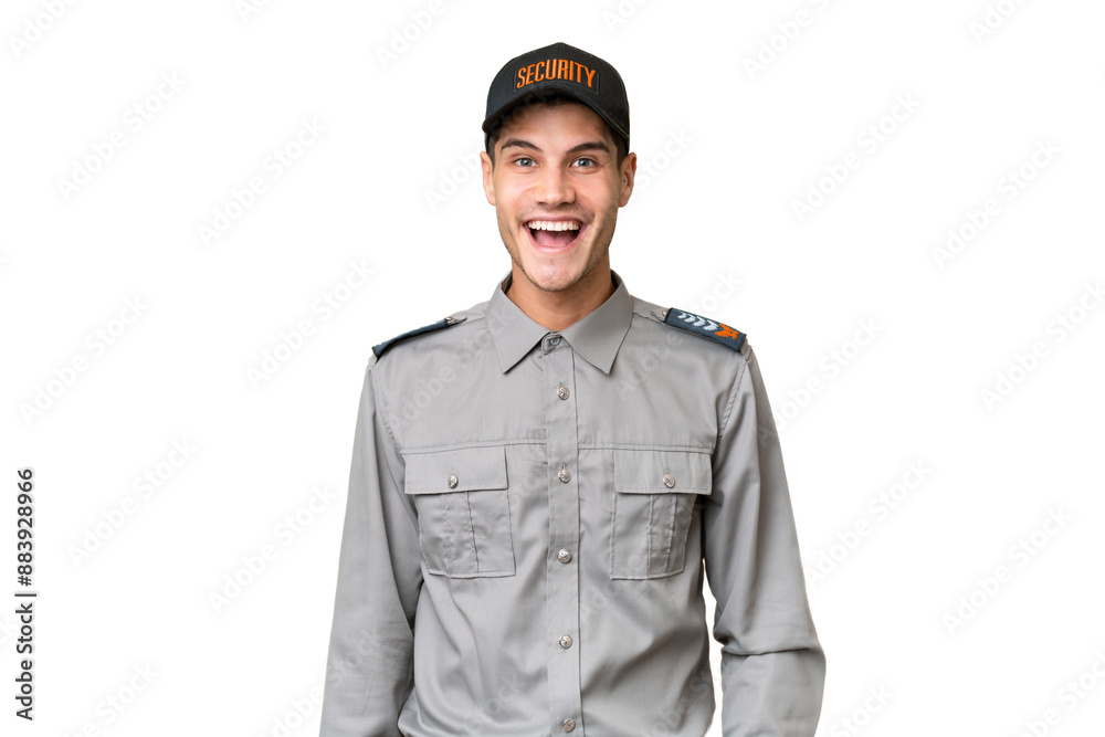 Young security man over isolated background with surprise facial expression Young security man over isolated background with surprise facial expression