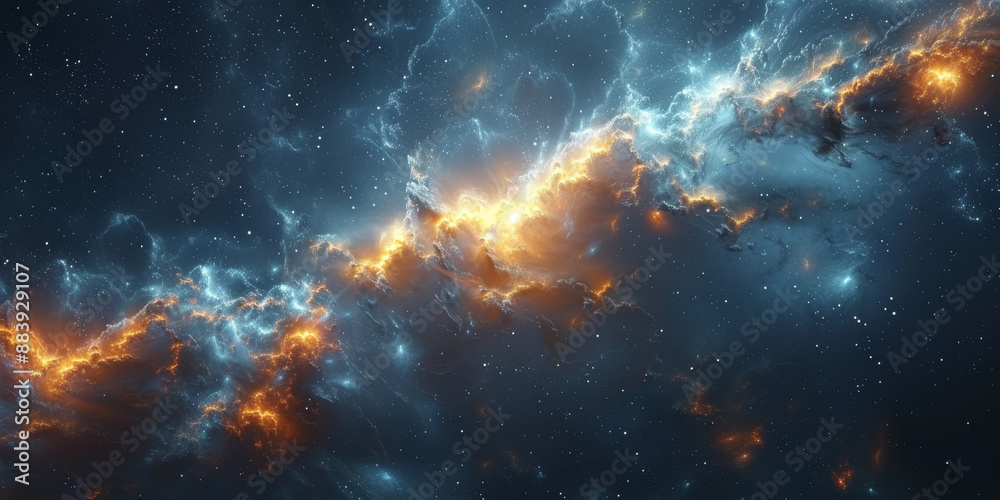 Naklejka premium 宇宙に輝く星々と光の背景