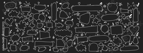 Fotografía Speech bubbles doodle white line vector icons bundle in negative space