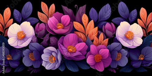 Vibrant Pink and Purple Flower Pattern | Abstract Art for Walls