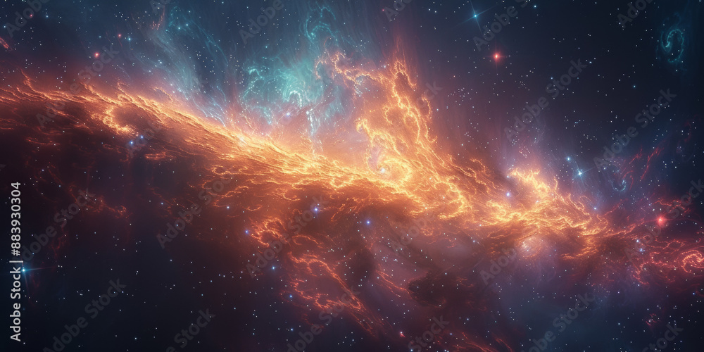 Fototapeta premium 宇宙に輝く星々と光の背景