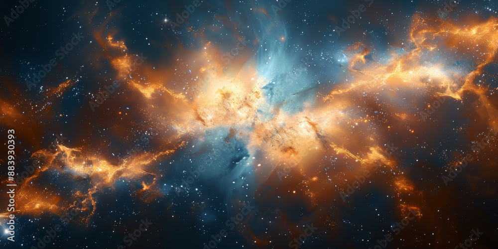 Fototapeta premium 宇宙に輝く星々と光の背景