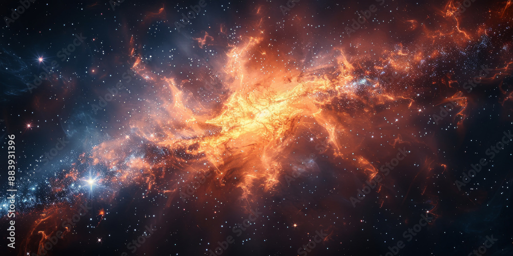 宇宙に輝く星々と光の背景 宇宙に輝く星々と光の背景