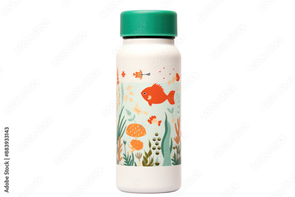 A eco-friendly kids' water bottle made from sustainable materials, isolated on a white background A eco-friendly kids' water bottle made from sustainable materials, isolated on a white background