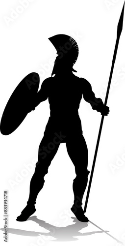 A Spartan or Trojan ancient Greek hoplite warrior silhouette. Could also be a Roman gladiator.