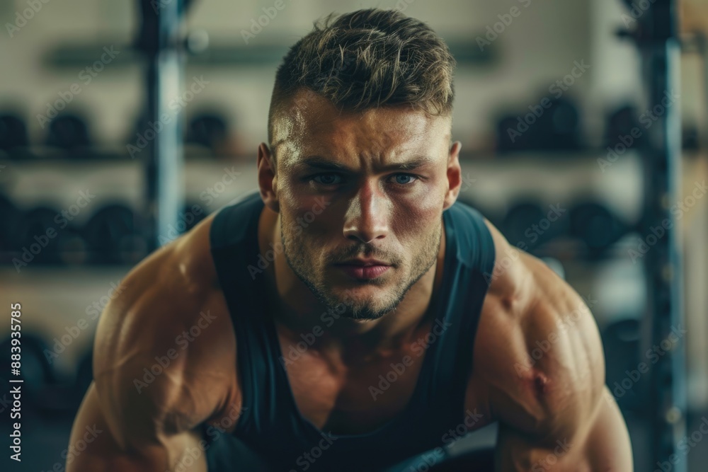 Fototapeta premium Strong Mind. Portrait of Motivated Athlete, Handsome Sportsman Preparing for Training