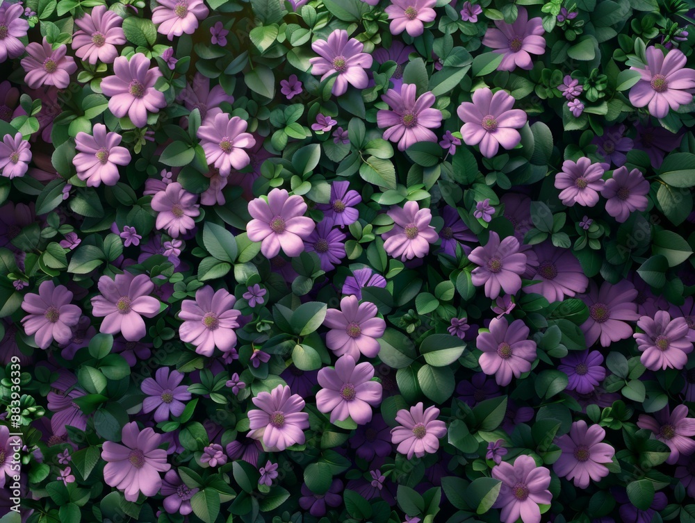 Vibrant Purple Flowers Blooming in Lush Garden Vibrant Purple Flowers Blooming in Lush Garden
