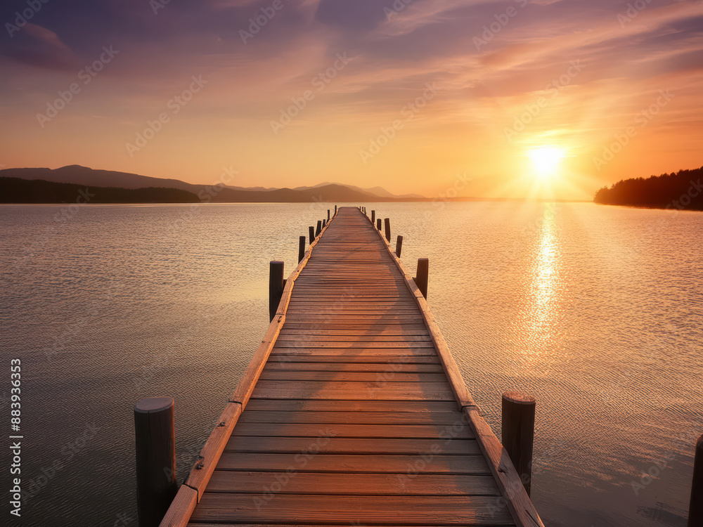 Fototapeta premium Wooden pier at sunset
