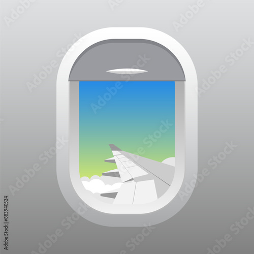 Airplane window travel illustration vector