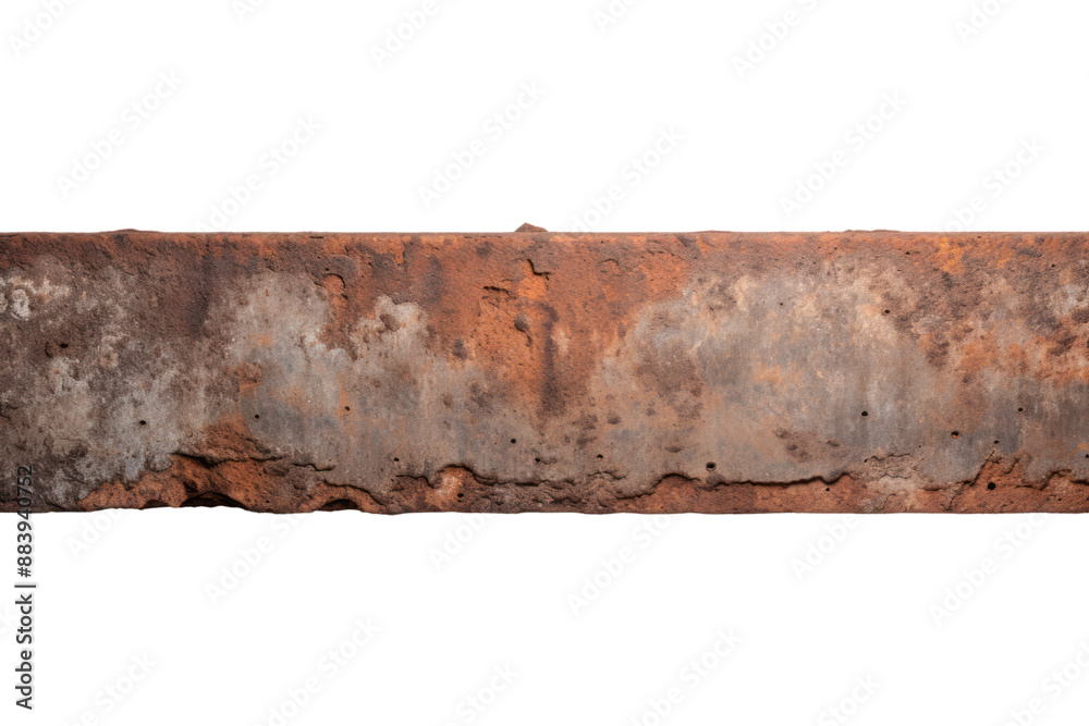 A close-up shot of a weathered steel beam, its surface etched with rust and time, isolated on a white background. A close-up shot of a weathered steel beam, its surface etched with rust and time, isolated on a white background.
