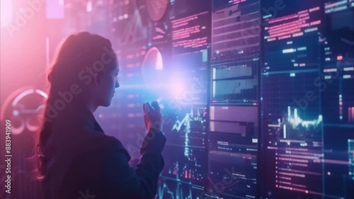 Wallpaper Mural Digital Head Silhouette with Data Visualization Torontodigital.ca