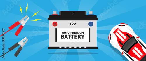 Car battery jumper power cables illustration vector