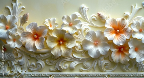Delicate Floral Decorations on a Cake