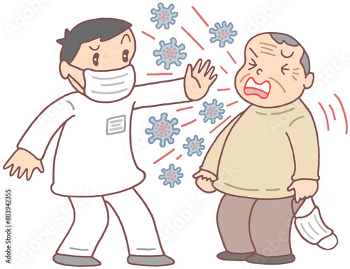 病気・疾患のイラスト - 認知機能低下・判断力低下・マスク着用困難・飛沫感染リスク