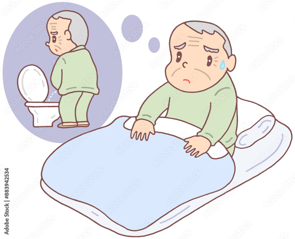病気・疾患のイラスト - 高齢者・夜間頻尿・夜間多尿・過活動膀胱