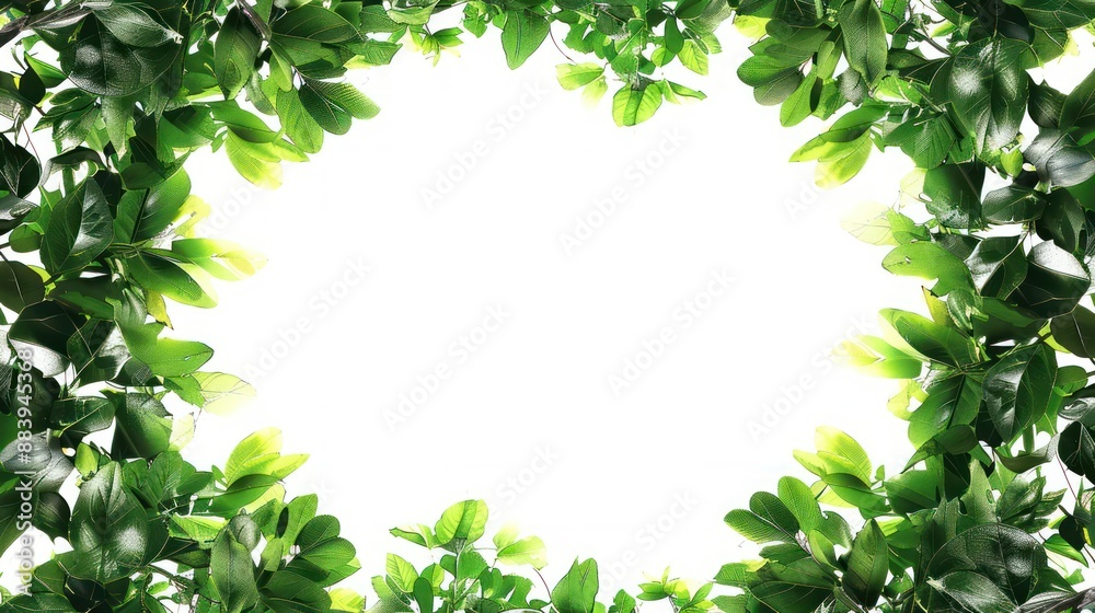 Naklejka premium Picture, leaf frame, white background in the middle