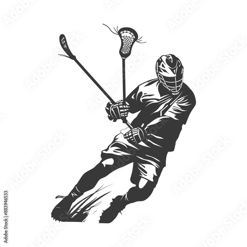 lacrosse player black and white action clip art preview