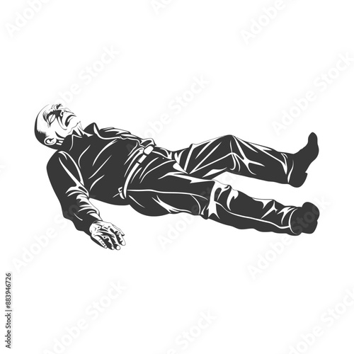 Dramatic Fainting Man Black And White Illustration