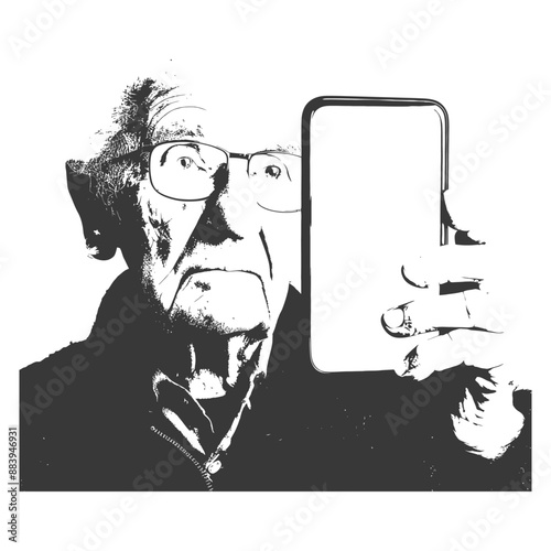 Elderly Man Holding Phone