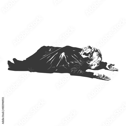 Dramatic man lying on ground in despair