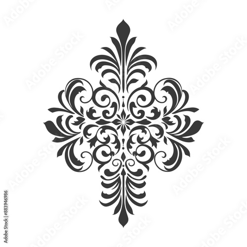 Flourishing intricate black and white floral ornament pattern