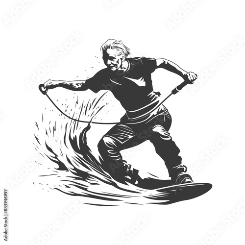 Wakeboarding through the waves with skill and style