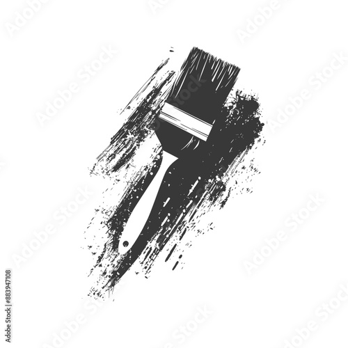 Black paintbrush with a large black inkblot