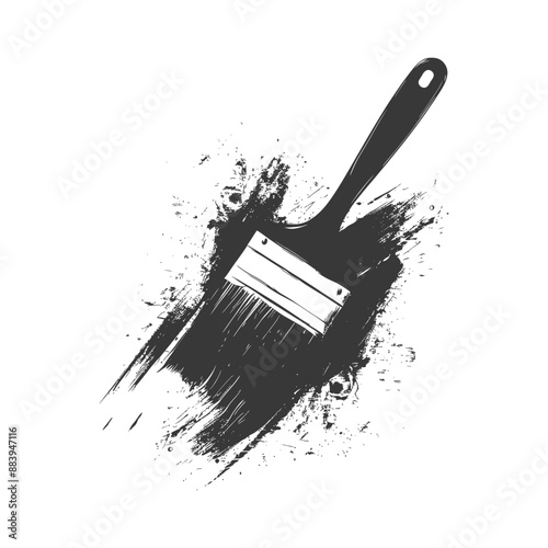 Black paintbrush with a large black inkblot