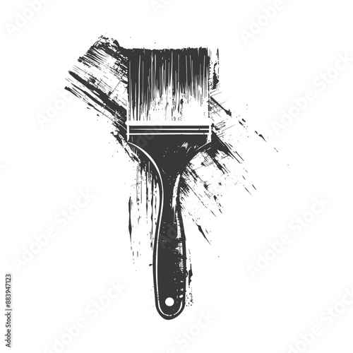 Black paintbrush with a large black inkblot