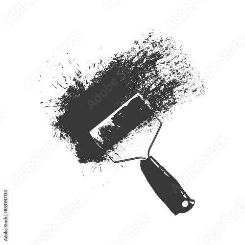 Paint roller with a large black inkblot