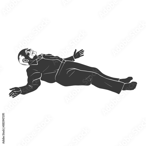 Silhouette of a man lying on the ground