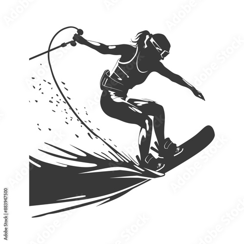 Wakeboarding through crashing waves creates an exhilarating experience