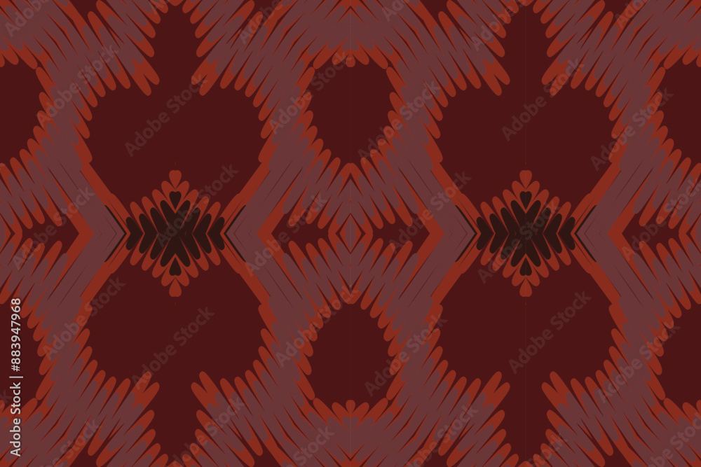 Fototapeta premium Ethnic ikat design Aztec tribal african art. Seamless pattern in tribal, folk embroidery, and Mexican style. Geometric ornament. Design for print fabric carpet